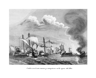 COMBATE NAVAL ENTRE ROMANOS Y CARTAGINESES EN LAS AGUAS DEL EBRO
