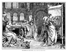 COSTUMBRES DE LA EDAD MEDIA.- SALA DE LABOR DE UNA SE�ORA FEUDAL