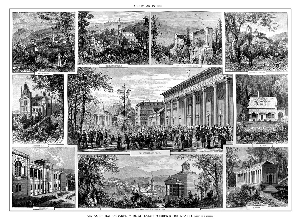 VISTAS DE BADEN-BADEN Y SU ESTABLECIMIENTO BALNEARIO