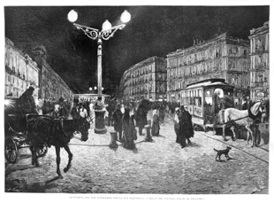 MADRID.- LA PUERTA DEL SOL ILUMINADA CON LUZ EL�CTRICA