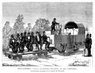 INGLATERRA.- NUEVA LOCOMOTORA BEAUMONT, DE AIRE COMPRIMIDO, RECIENTEMENTE ENSAYADA EN EL ARSENAL DE 