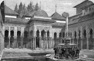 GRANADA: EL PATIO DE LOS LEONES, EN LA ALHAMBRA