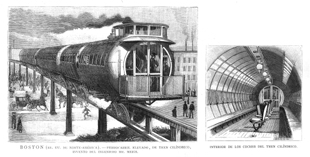 BOSTON (EE. UU.).- FERROCARRIL ELEVADO, DE TREN CIL�NDRICO