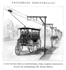 INVENTOS.- COCHE MOVIDO POR LA ELECTRICIDAD PARA CAMINOS ORDINARIOS