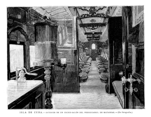 CUBA.- INTERIOR DE UN COCHE-SAL�N DEL FERROCARRIL DE MATANZAS