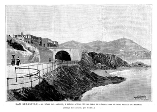 SAN SEBASTI�N.- EL T�NEL DEL ANTIGUO, Y ESTADO ACTUAL DE LA OBRAS PARA EL REAL PALACIO DE MIRAMAR